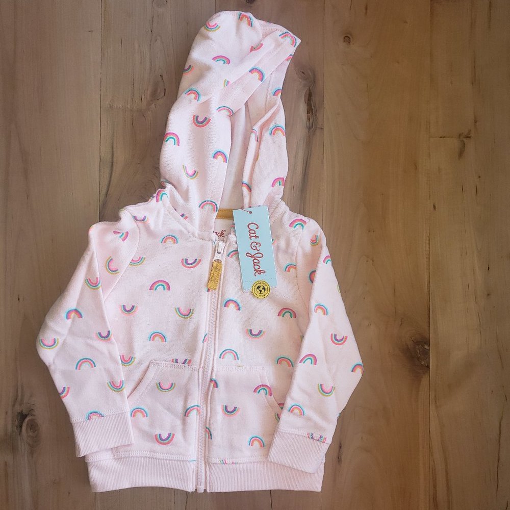 Toddler Girls Pink Rainbow Zip-Up Hoodie